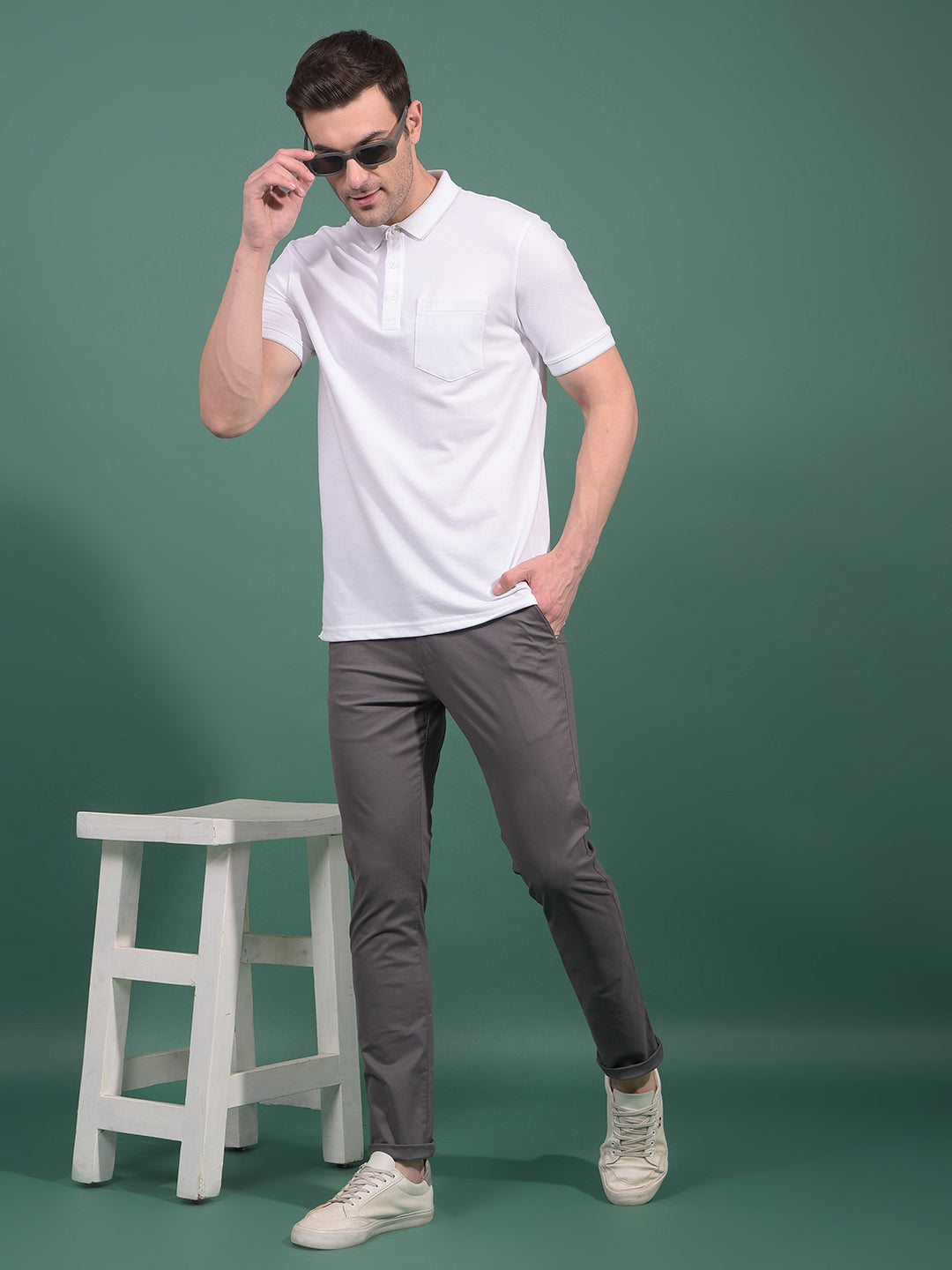 White Polo Neck T-Shirt-Men T-Shirts-Crimsoune Club