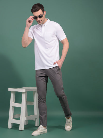 White Polo Neck T-Shirt-Men T-Shirts-Crimsoune Club