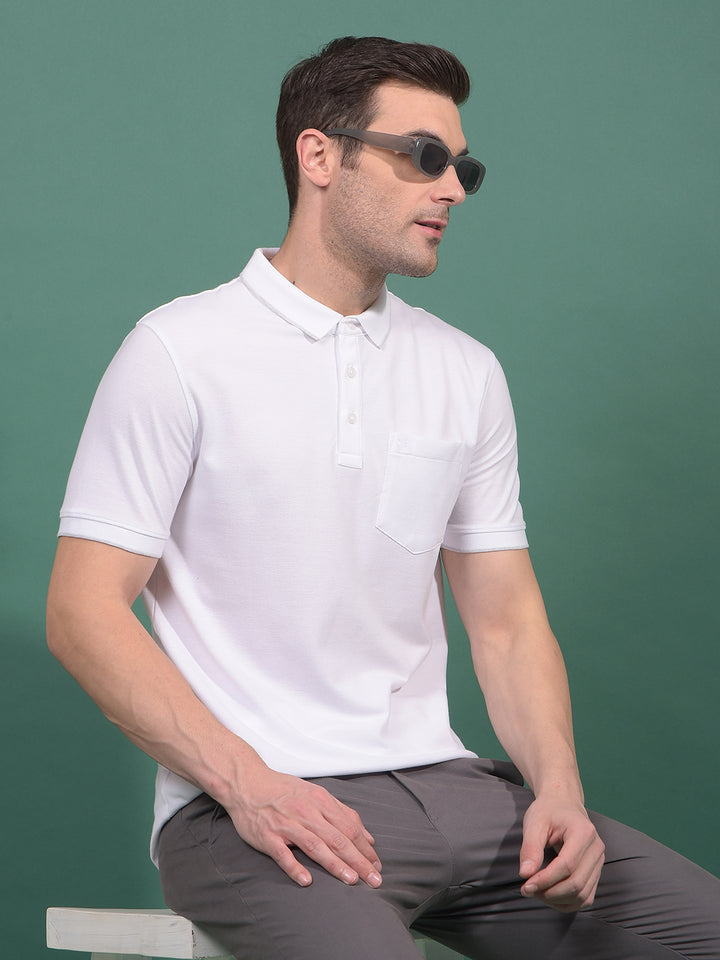 White Polo Neck T-Shirt-Men T-Shirts-Crimsoune Club