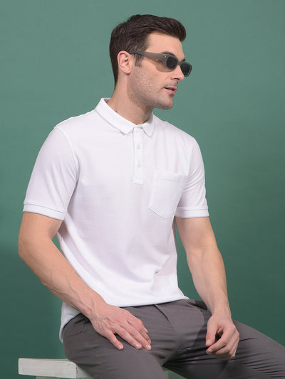 White Polo Neck T-Shirt-Men T-Shirts-Crimsoune Club