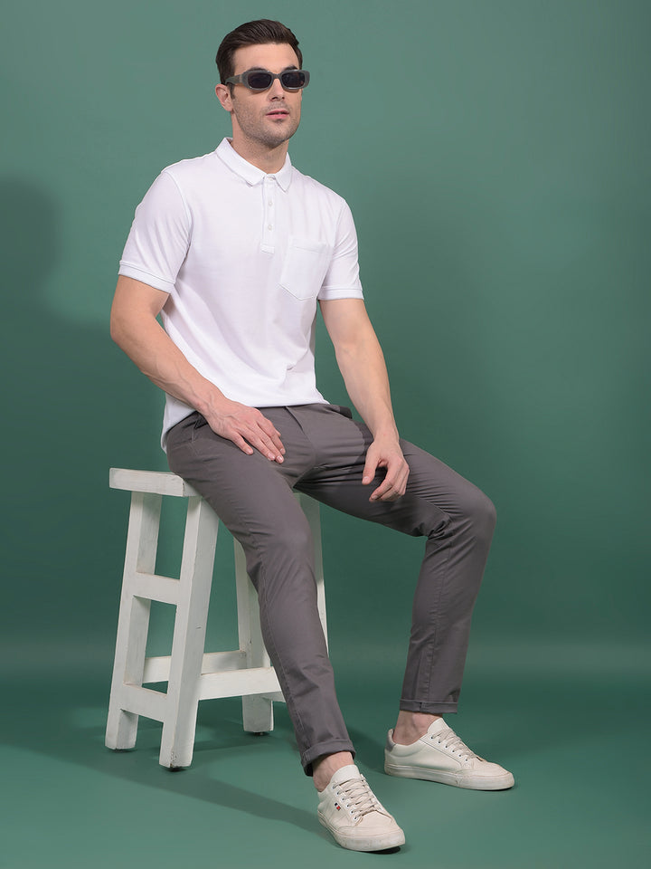 White Polo Neck T-Shirt-Men T-Shirts-Crimsoune Club