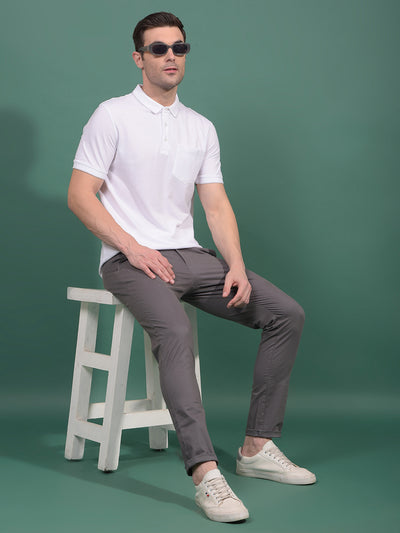 White Polo Neck T-Shirt-Men T-Shirts-Crimsoune Club
