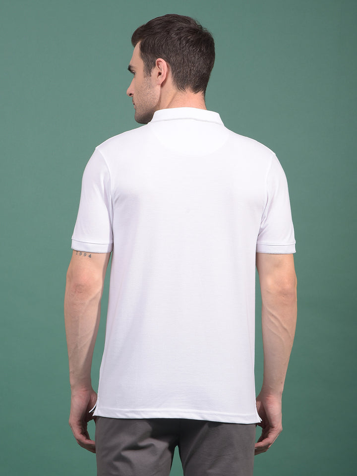 White Polo Neck T-Shirt-Men T-Shirts-Crimsoune Club