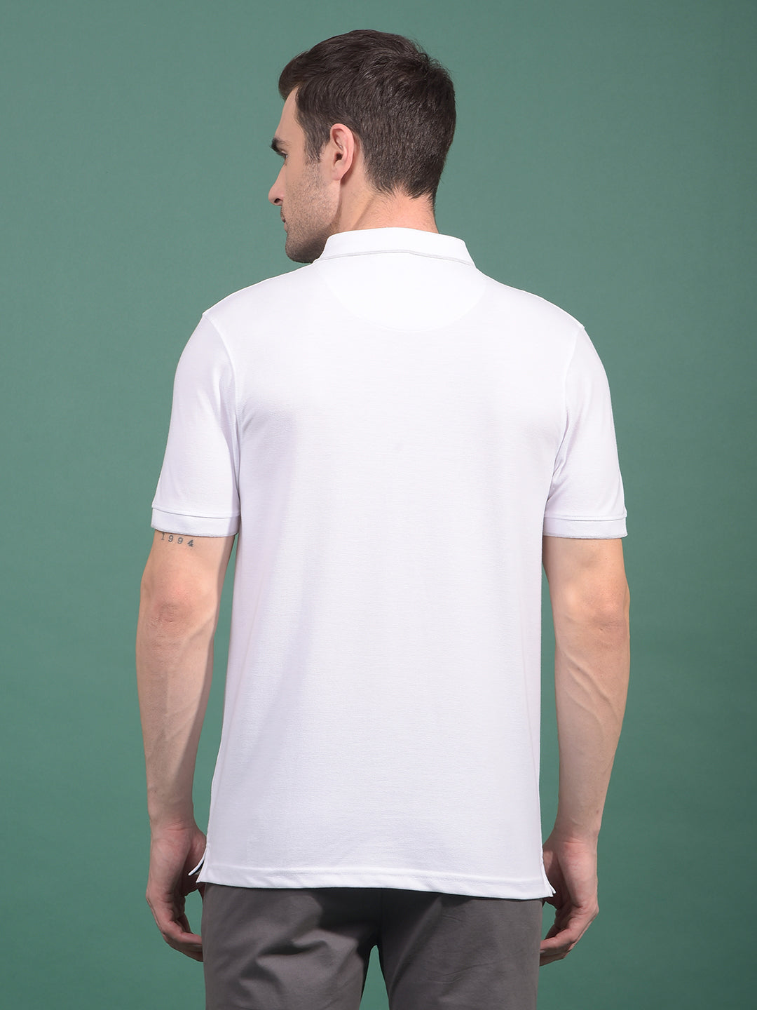 White Polo Neck T-Shirt-Men T-Shirts-Crimsoune Club