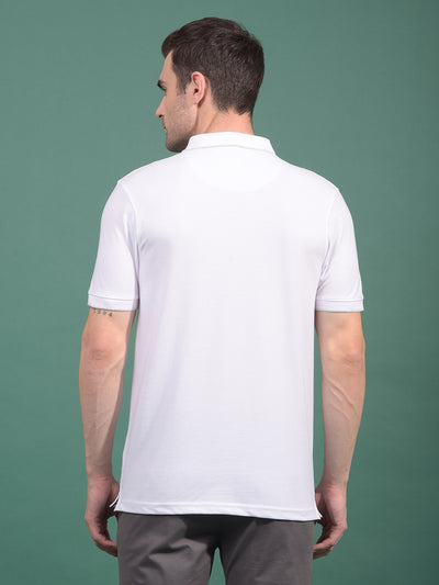 White Polo Neck T-Shirt-Men T-Shirts-Crimsoune Club