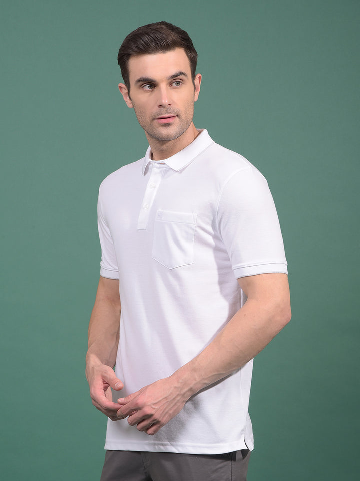 White Polo Neck T-Shirt-Men T-Shirts-Crimsoune Club