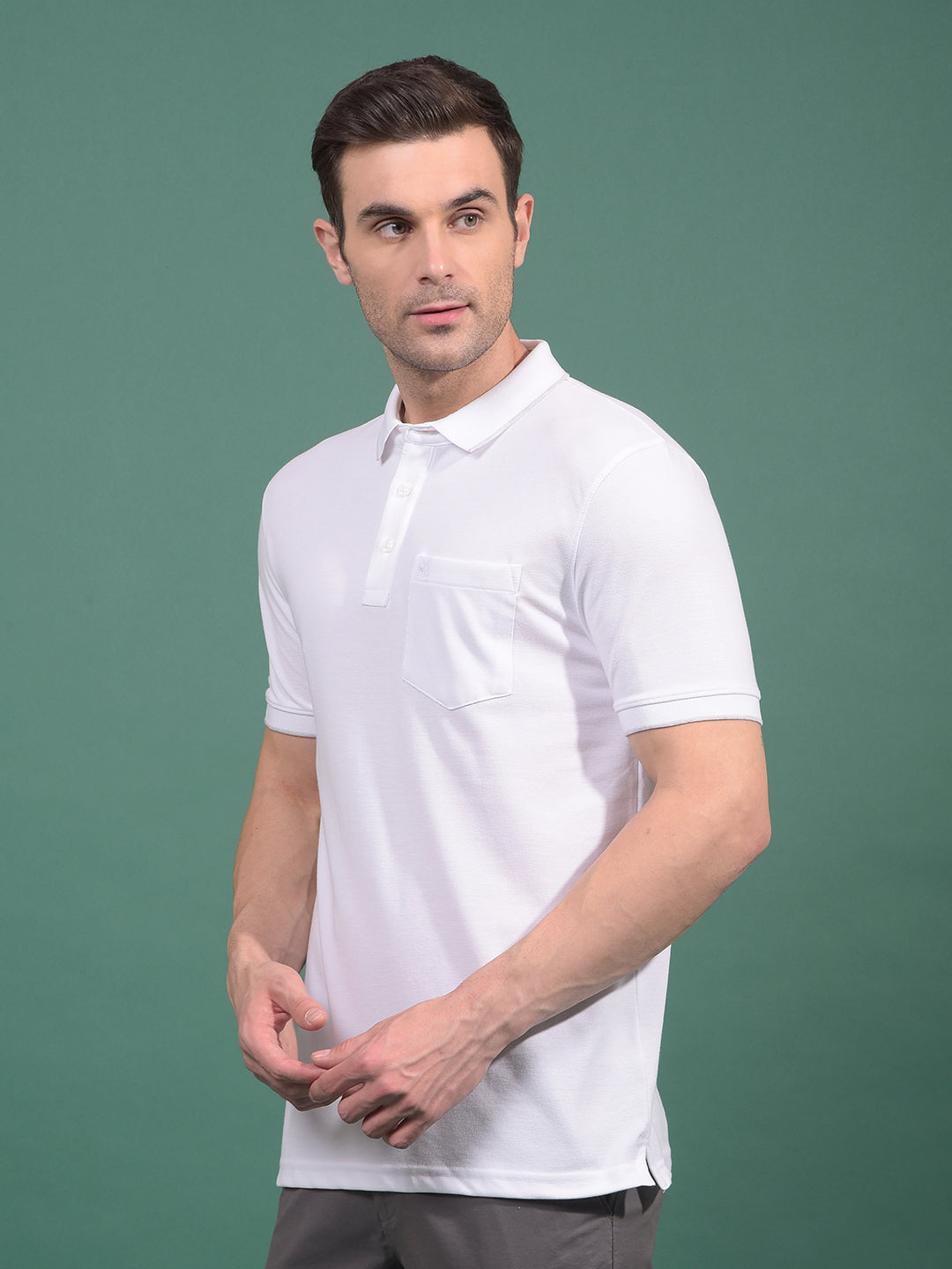 White Polo Neck T-Shirt-Men T-Shirts-Crimsoune Club