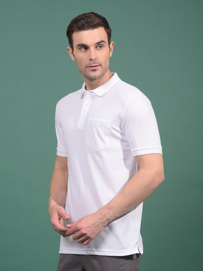 White Polo Neck T-Shirt-Men T-Shirts-Crimsoune Club
