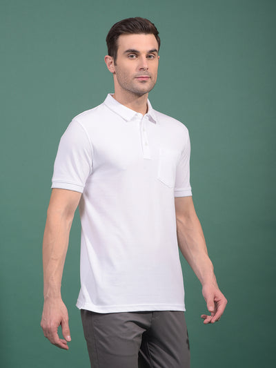 White Polo Neck T-Shirt-Men T-Shirts-Crimsoune Club