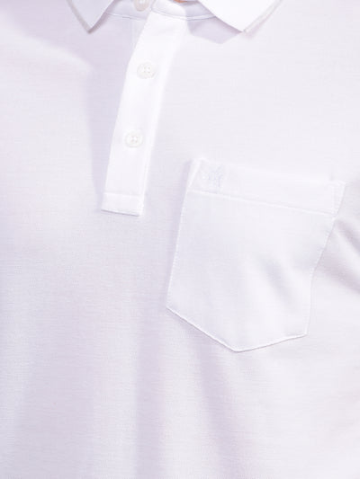 White Polo Neck T-Shirt-Men T-Shirts-Crimsoune Club