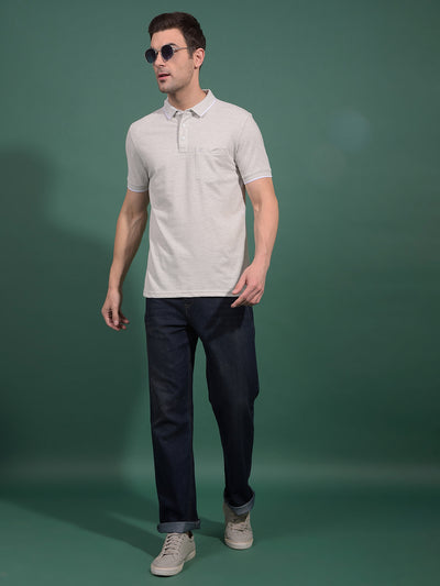 Grey Polo Neck T-Shirt-Men T-Shirts-Crimsoune Club