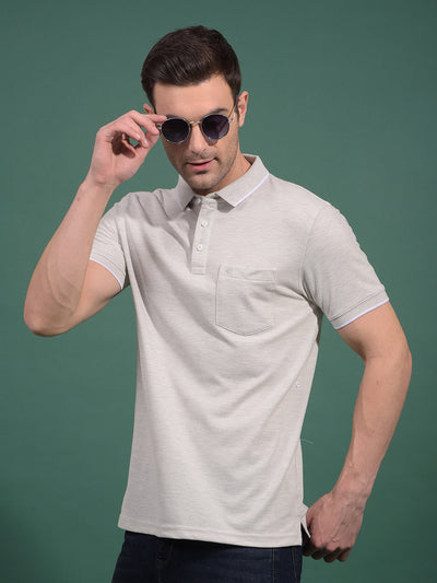 Grey Polo Neck T-Shirt-Men T-Shirts-Crimsoune Club