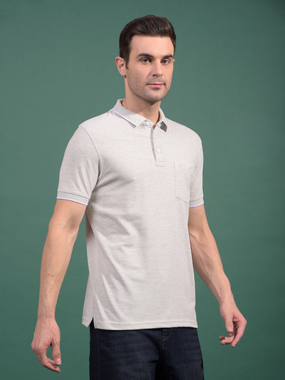 Grey Polo Neck T-Shirt-Men T-Shirts-Crimsoune Club