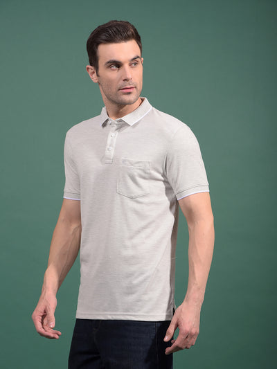 Grey Polo Neck T-Shirt-Men T-Shirts-Crimsoune Club