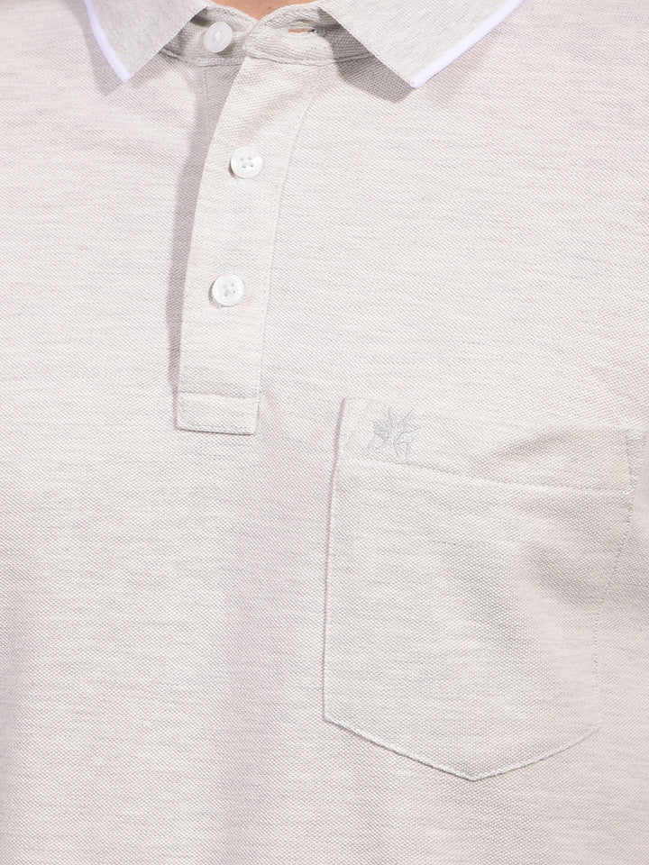 Grey Polo Neck T-Shirt-Men T-Shirts-Crimsoune Club