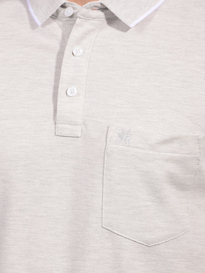 Grey Polo Neck T-Shirt-Men T-Shirts-Crimsoune Club