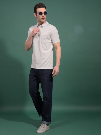 Grey Polo Neck T-Shirt-Men T-Shirts-Crimsoune Club