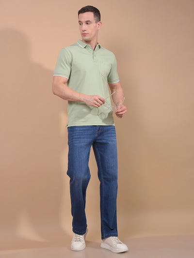 Green Polo Neck T-Shirt-Men T-Shirts-Crimsoune Club