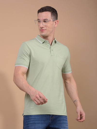 Green Polo Neck T-Shirt-Men T-Shirts-Crimsoune Club