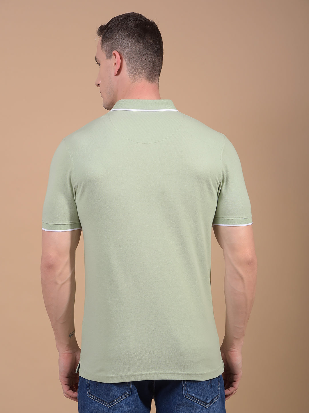 Green Polo Neck T-Shirt-Men T-Shirts-Crimsoune Club