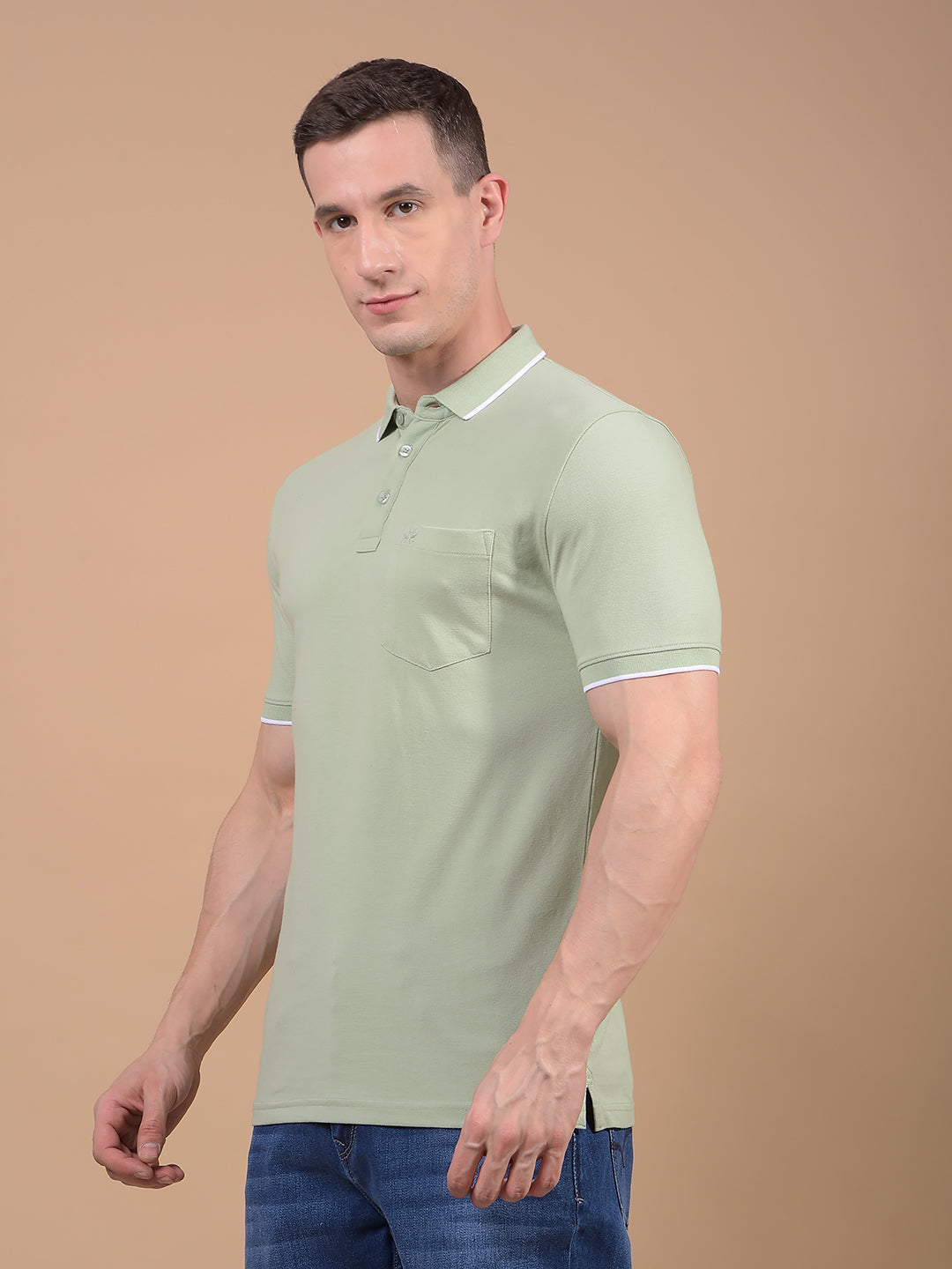 Green Polo Neck T-Shirt-Men T-Shirts-Crimsoune Club