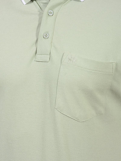 Green Polo Neck T-Shirt-Men T-Shirts-Crimsoune Club