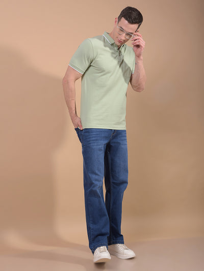 Green Polo Neck T-Shirt-Men T-Shirts-Crimsoune Club