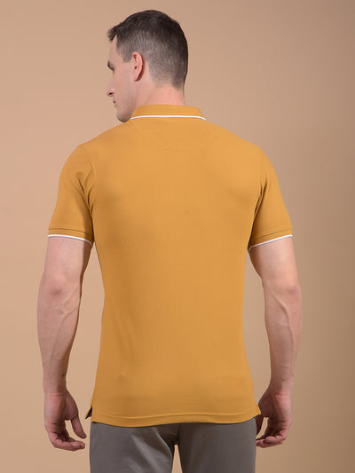Mustard Polo Neck T-Shirt-Men T-Shirts-Crimsoune Club