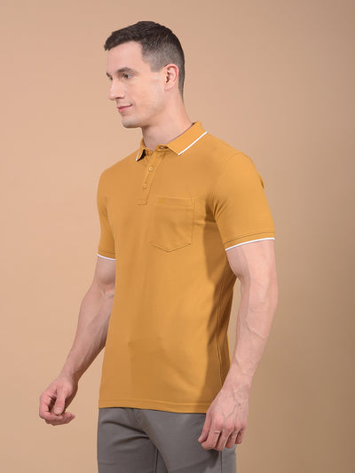 Mustard Polo Neck T-Shirt-Men T-Shirts-Crimsoune Club