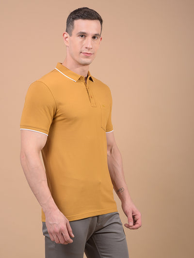 Mustard Polo Neck T-Shirt-Men T-Shirts-Crimsoune Club