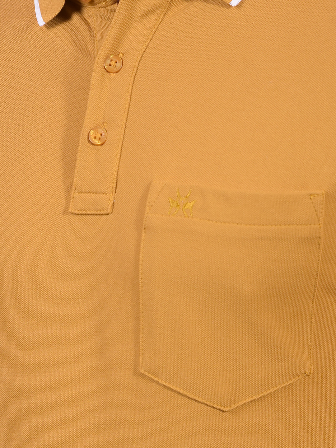 Mustard Polo Neck T-Shirt-Men T-Shirts-Crimsoune Club