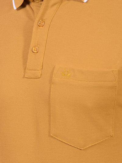 Mustard Polo Neck T-Shirt-Men T-Shirts-Crimsoune Club