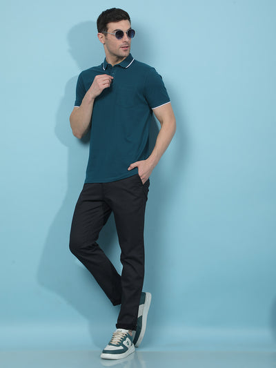 Blue Polo-Neck T-Shirt-Men T-Shirts-Crimsoune Club