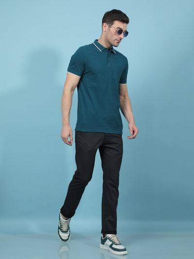 Blue Polo-Neck T-Shirt-Men T-Shirts-Crimsoune Club