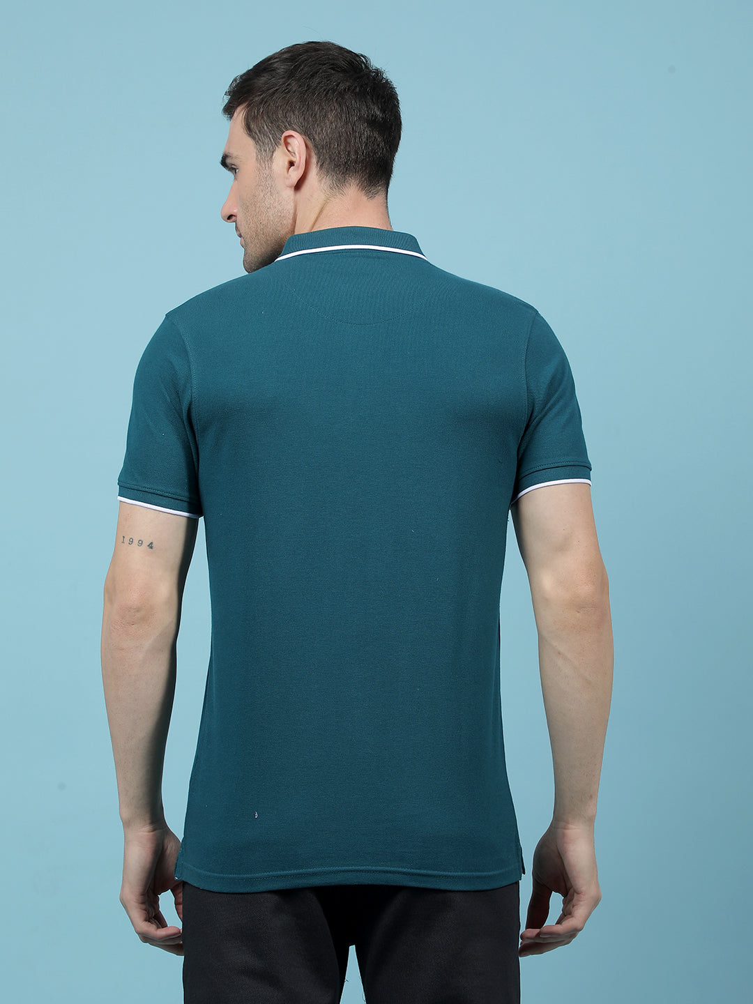 Blue Polo-Neck T-Shirt-Men T-Shirts-Crimsoune Club