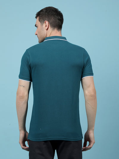 Blue Polo-Neck T-Shirt-Men T-Shirts-Crimsoune Club