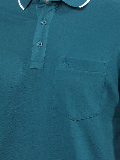 Blue Polo-Neck T-Shirt-Men T-Shirts-Crimsoune Club
