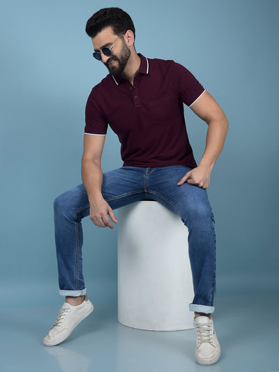 Wine Polo-Neck T-Shirt-Men T-Shirts-Crimsoune Club