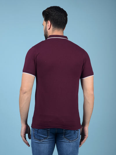 Wine Polo-Neck T-Shirt-Men T-Shirts-Crimsoune Club