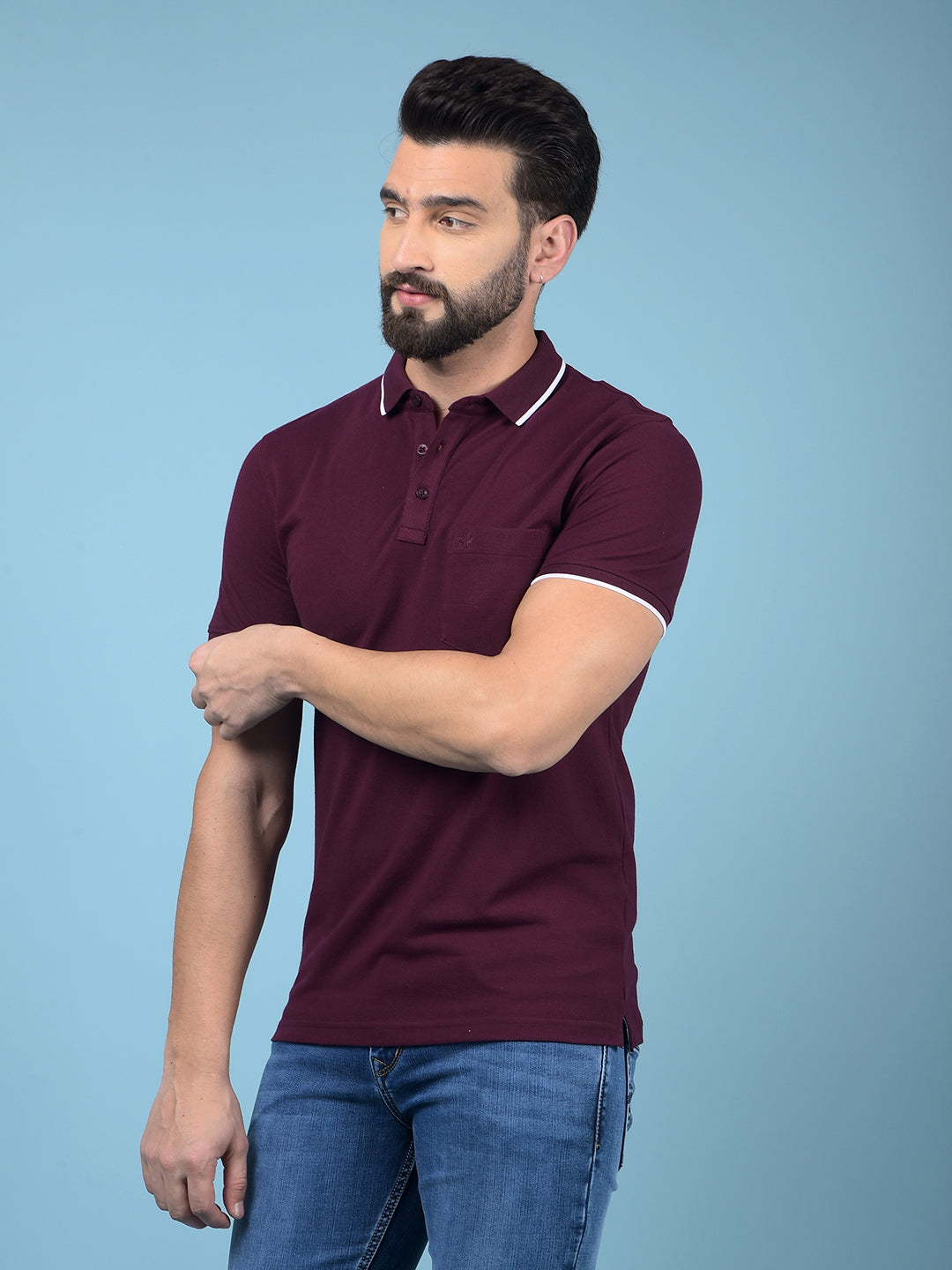 Wine Polo-Neck T-Shirt-Men T-Shirts-Crimsoune Club