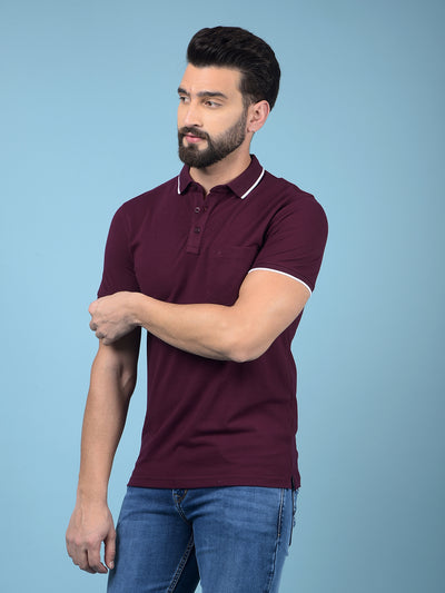 Wine Polo-Neck T-Shirt-Men T-Shirts-Crimsoune Club