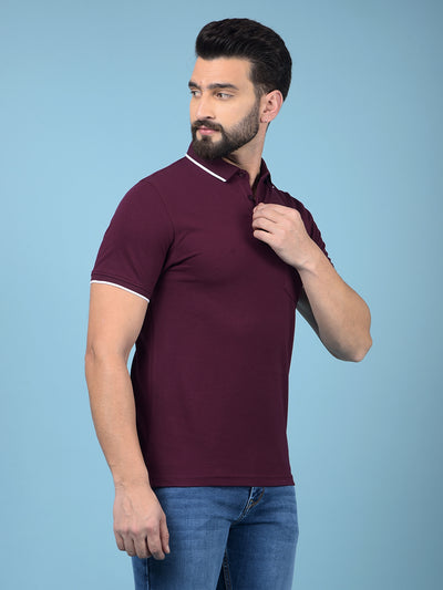 Wine Polo-Neck T-Shirt-Men T-Shirts-Crimsoune Club