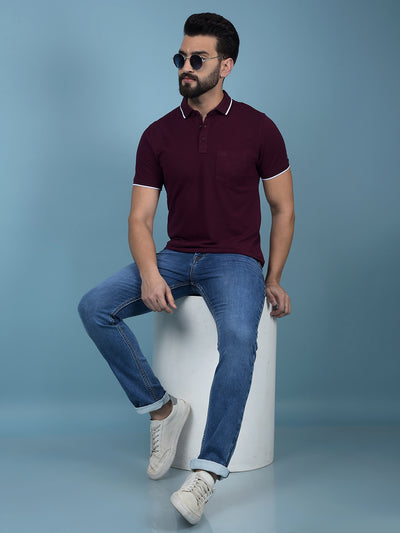 Wine Polo-Neck T-Shirt-Men T-Shirts-Crimsoune Club