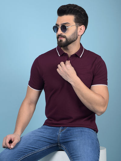 Wine Polo-Neck T-Shirt-Men T-Shirts-Crimsoune Club