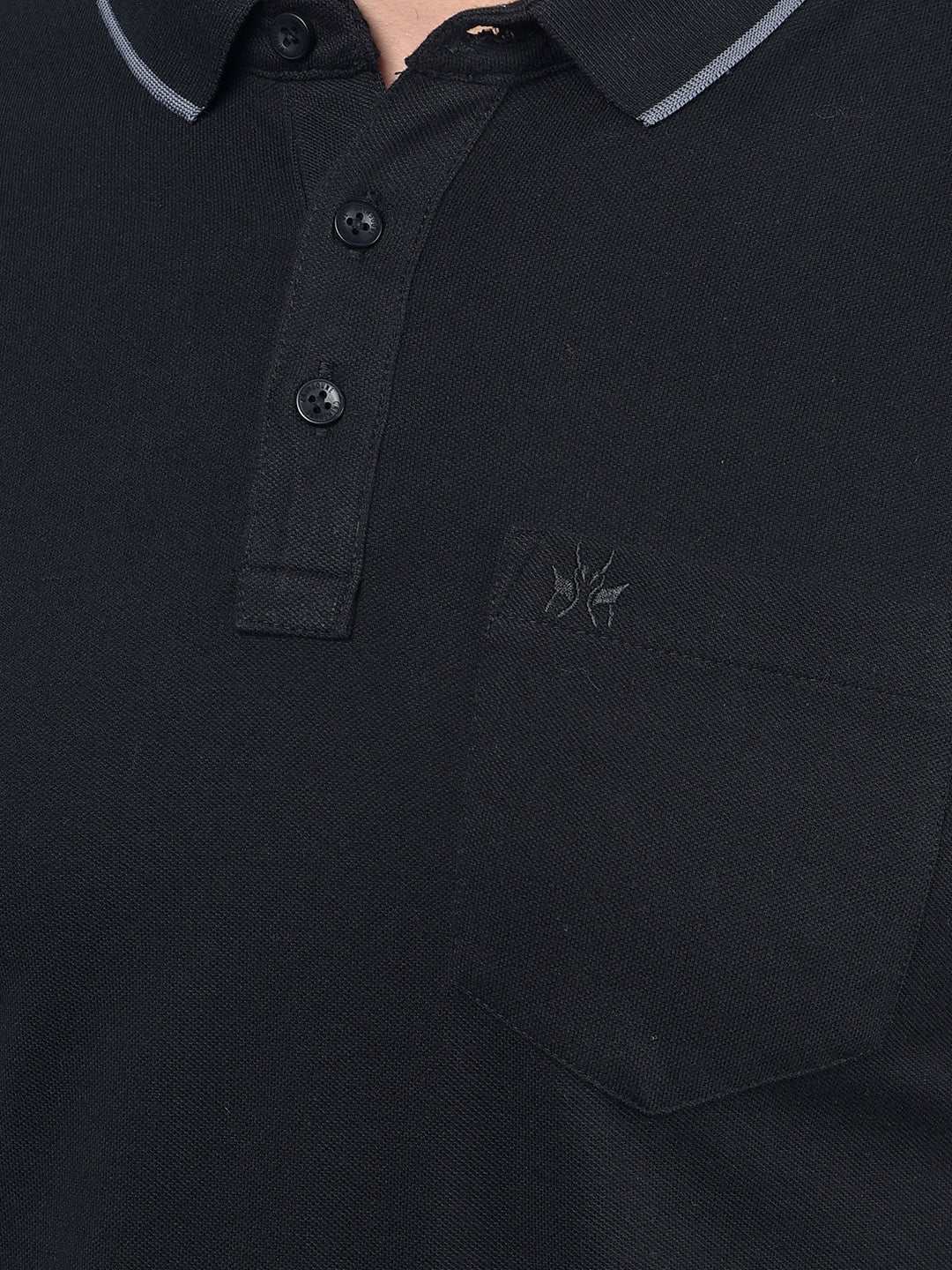 Black Polo-Neck T-Shirt-Men T-Shirts-Crimsoune Club