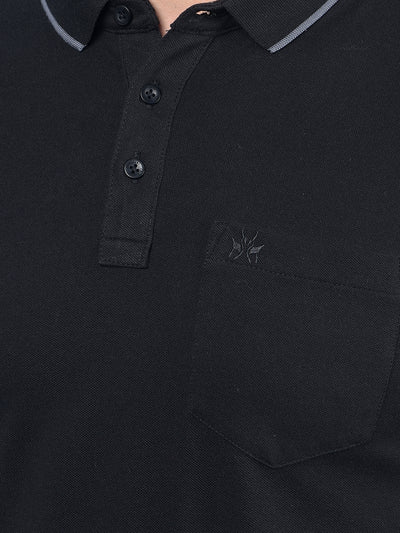 Black Polo-Neck T-Shirt-Men T-Shirts-Crimsoune Club
