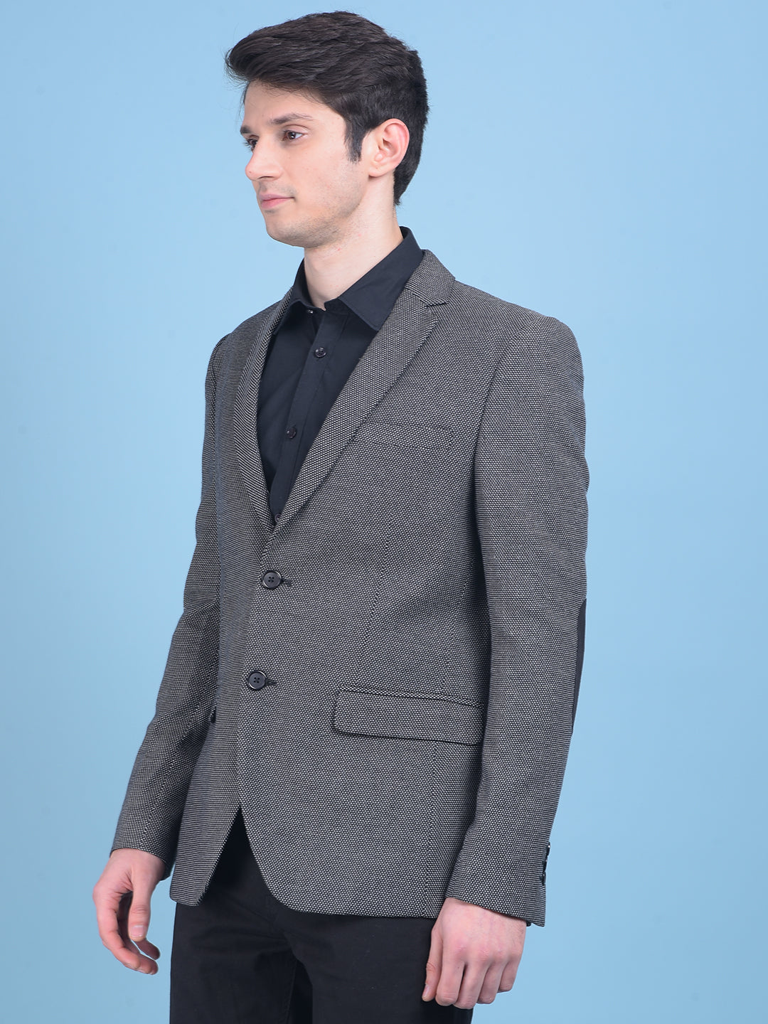 Grey Printed Blazer-Men Blazers-Crimsoune Club