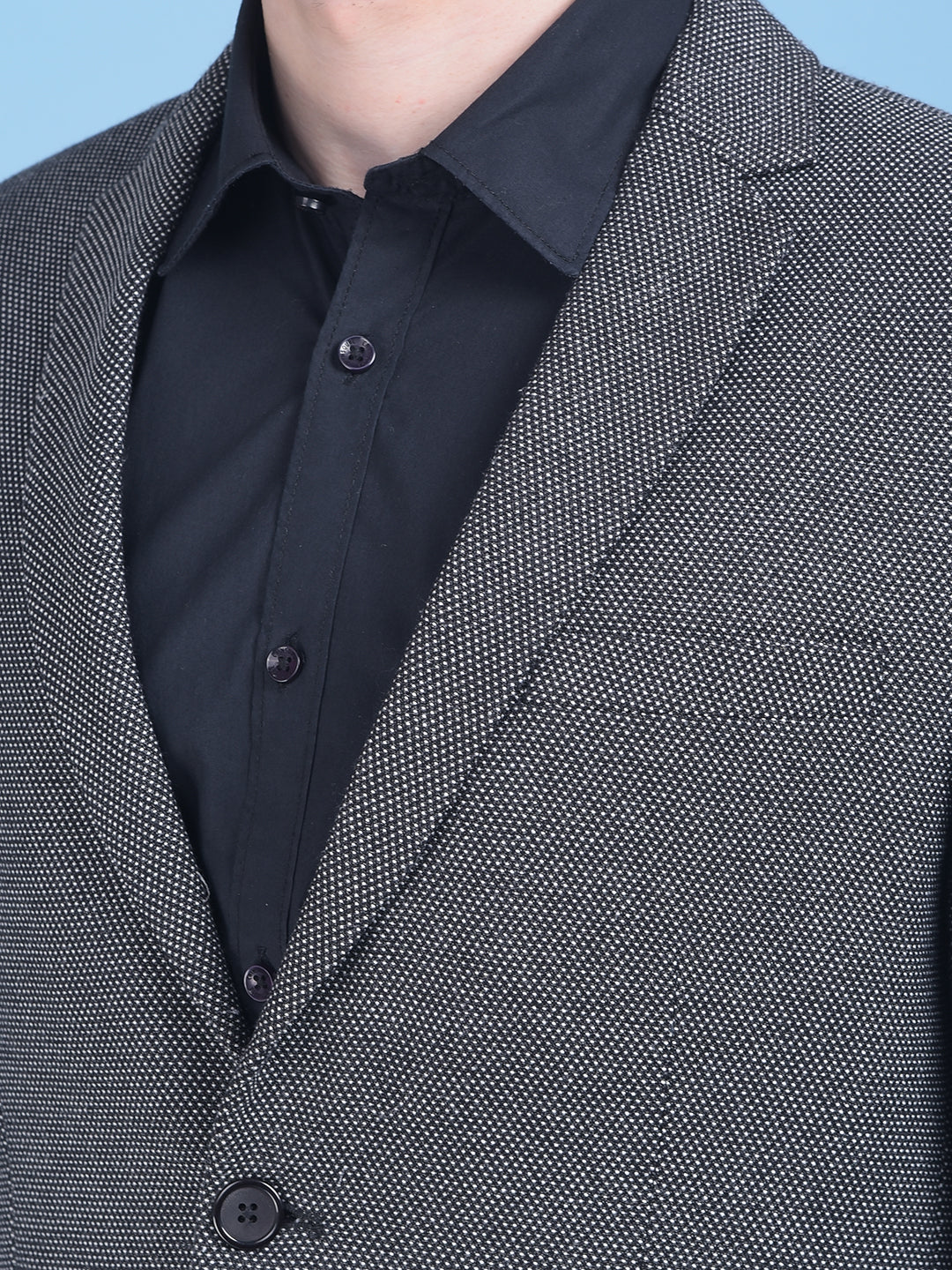 Grey Printed Blazer-Men Blazers-Crimsoune Club