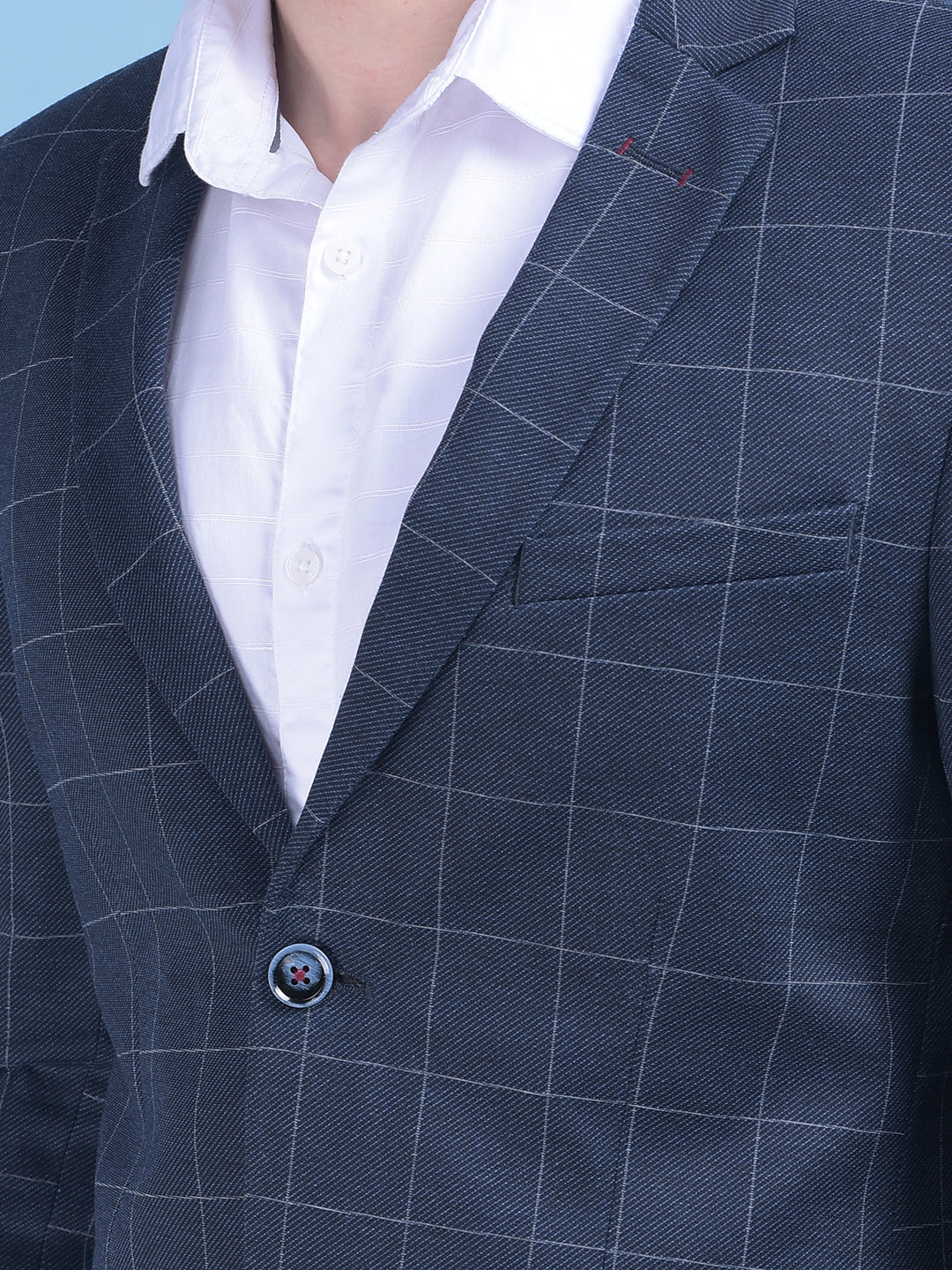 Navy Blue Checked Blazer-Men Blazers-Crimsoune Club