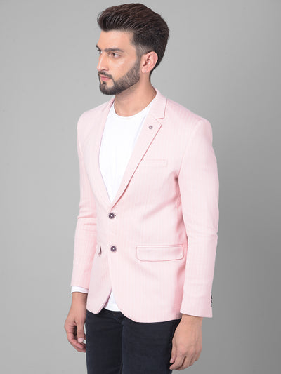 Pink Pin-Stripe Blazer-Men Blazers-Crimsoune Club